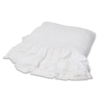 Colcha Blanca Romántica Volantes y Abalorios