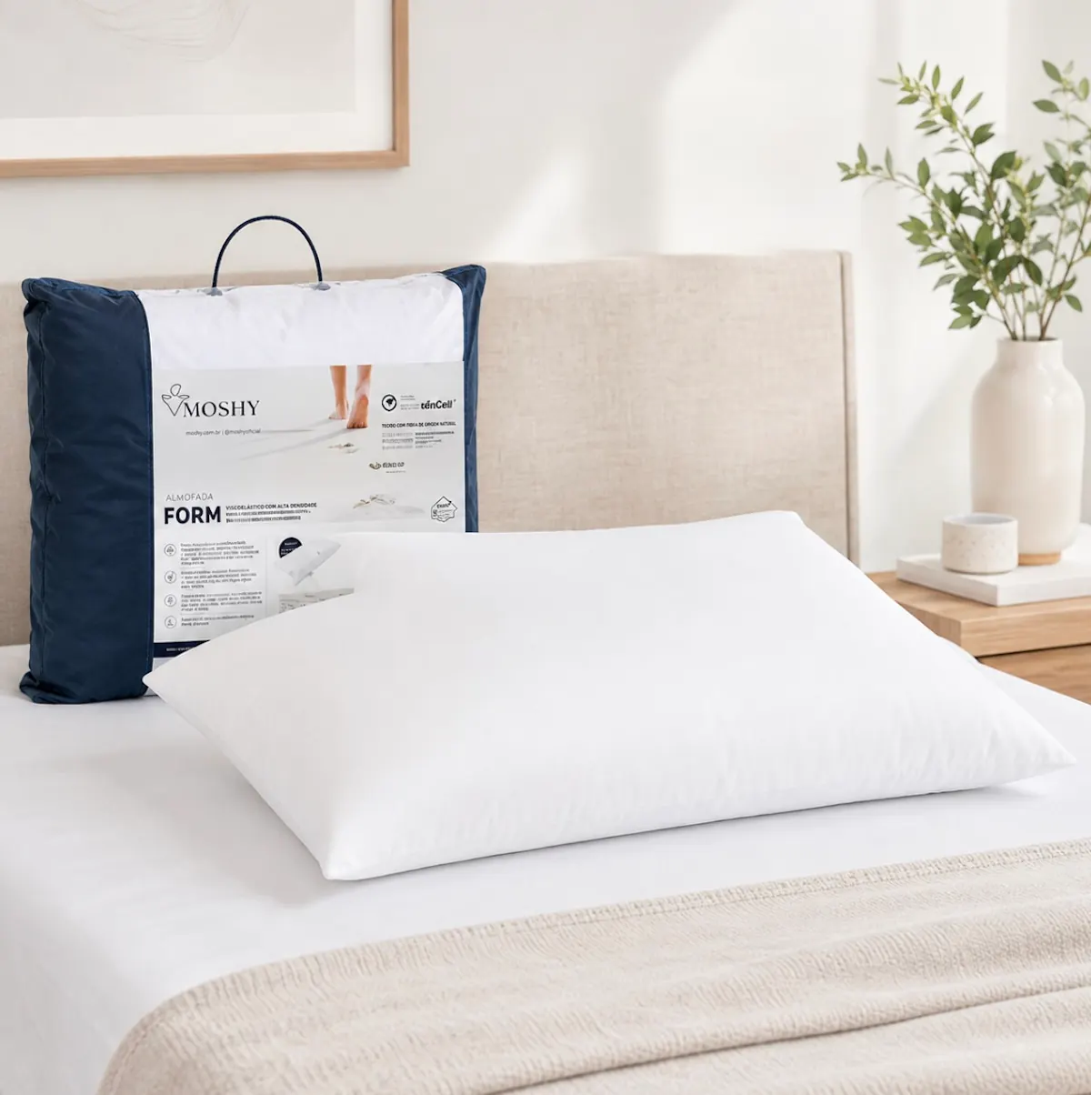 Almohada Firmeza Baja Relleno Viscoelástica Transpirable Doble funda Moshy