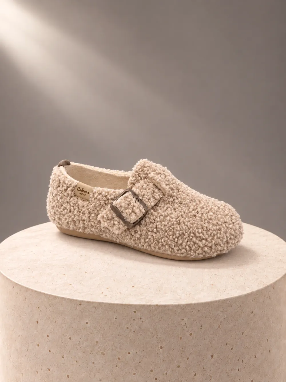 Zapatillas de Casa Mujer Cerradas Borreguillo Beige