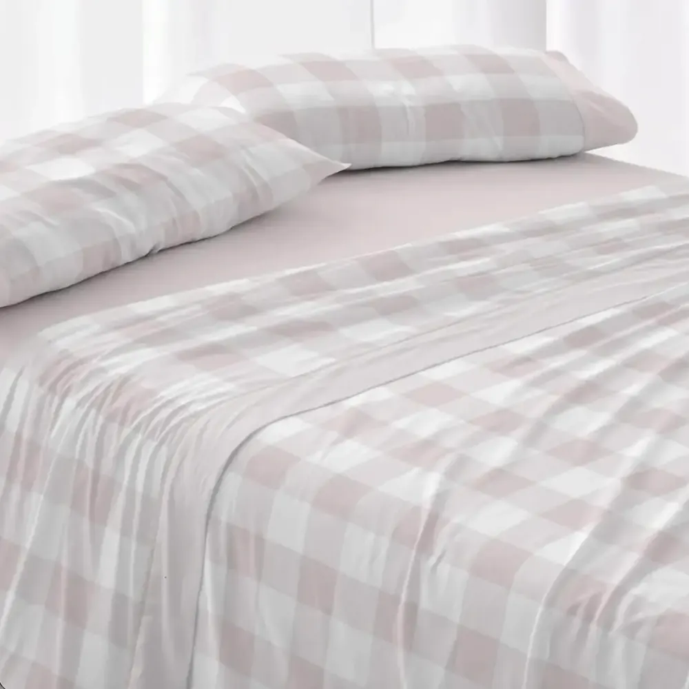 Juego de Sábanas Cuadros Burrito Blanco