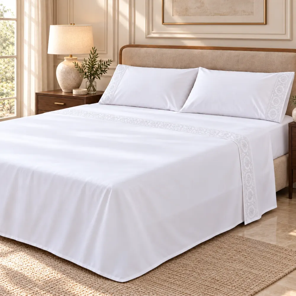 Sábana Bordada Creta, Cassa Luyton 150 cm