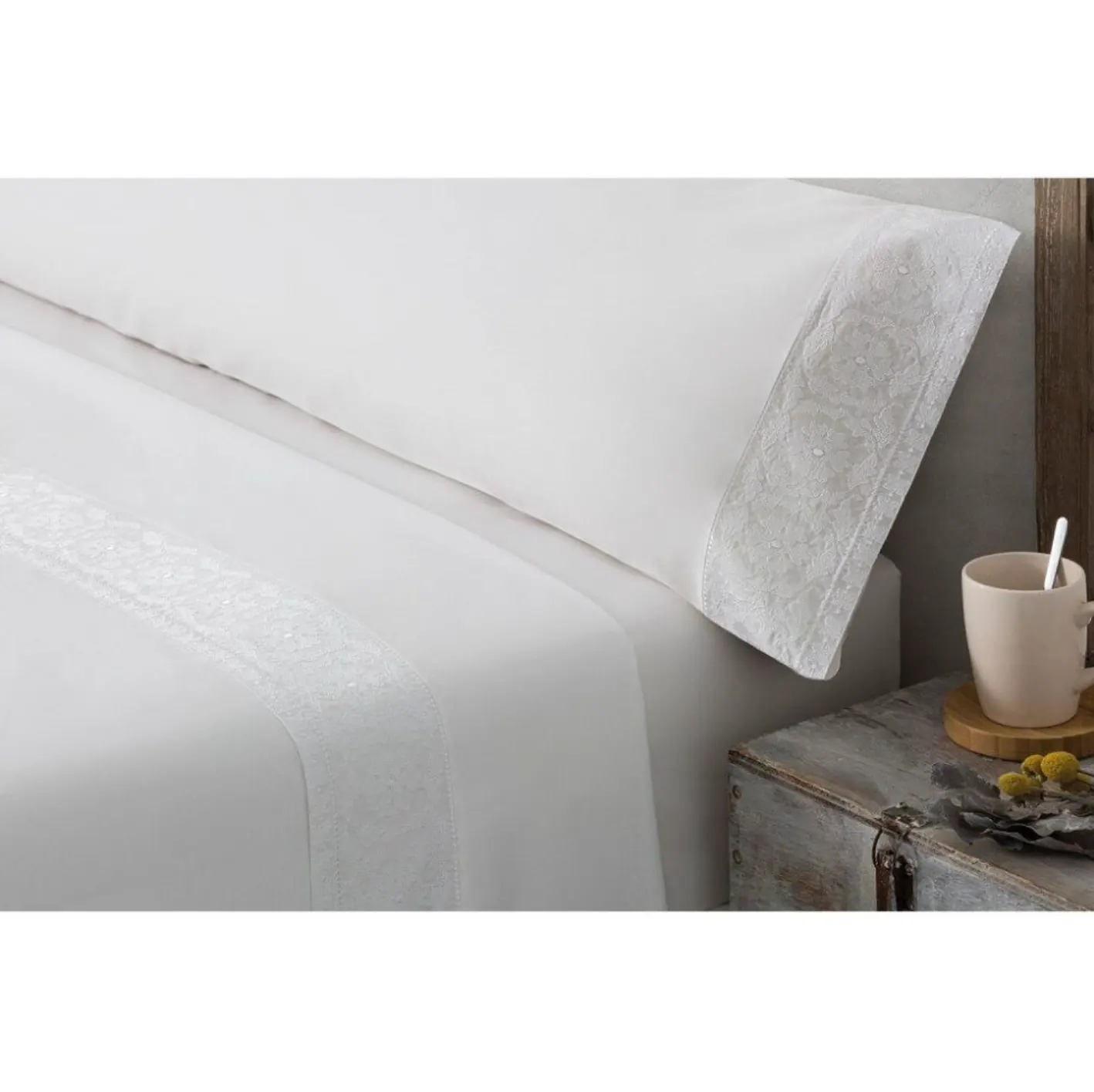 Sábana Bordada Creta, Cassa Luyton 150 cm