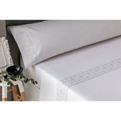 Sábana Bordada Creta, Cassa Luyton 150 cm