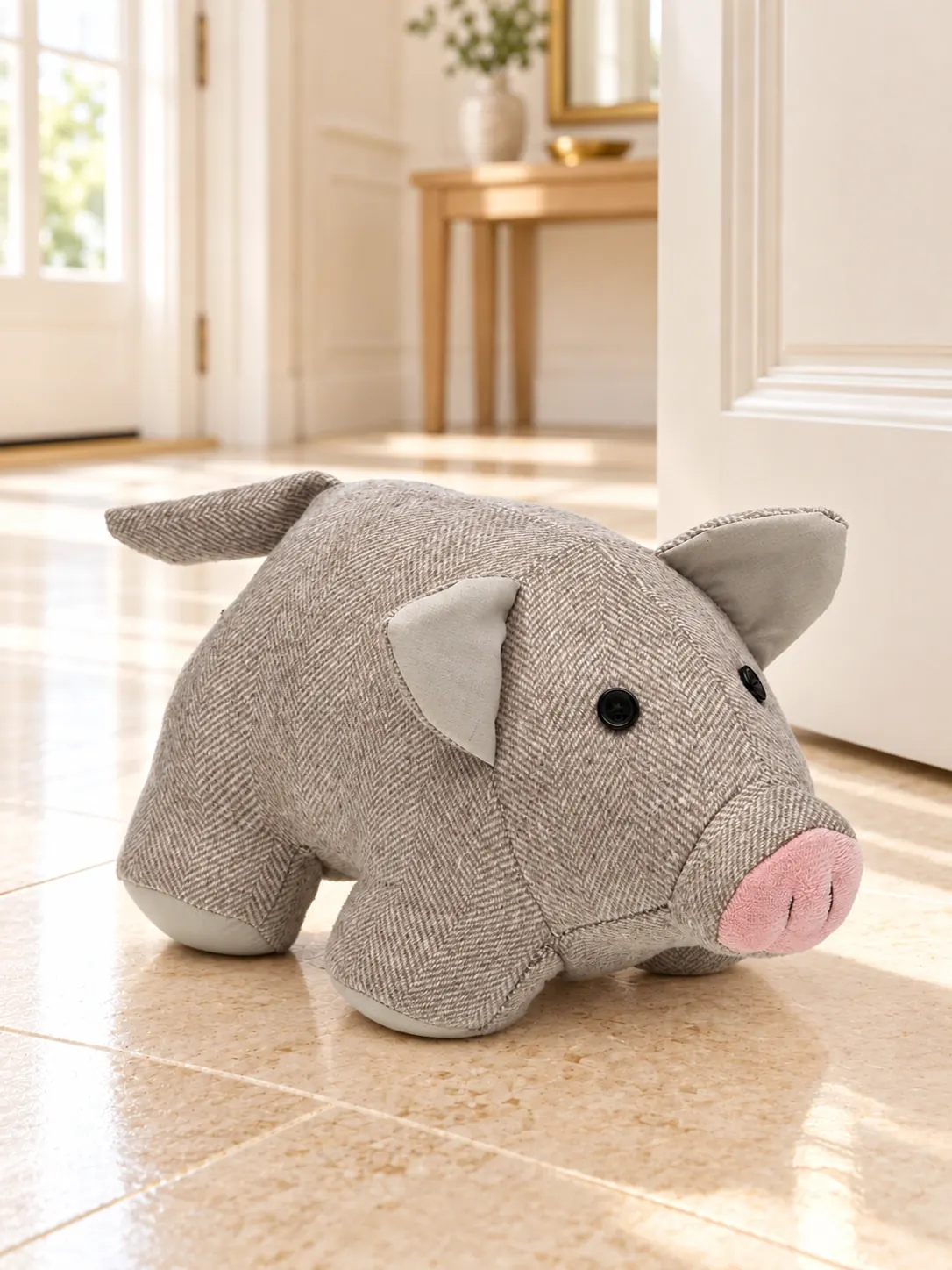 Sujetapuertas Cerdito gris
