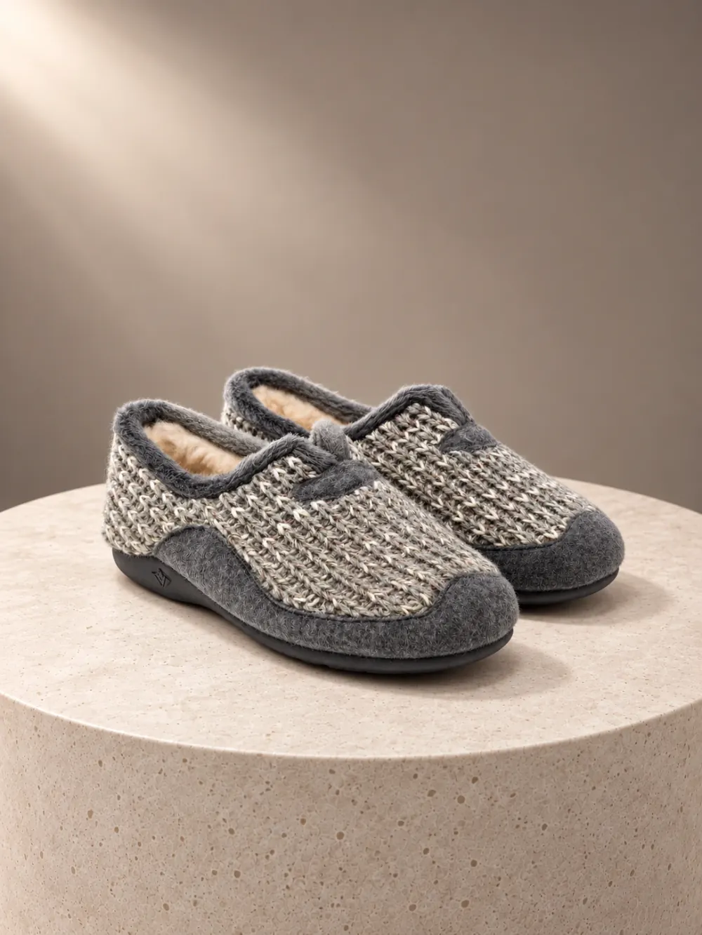 Zapatillas de Casa Mujer Cerradas Tricot Gris