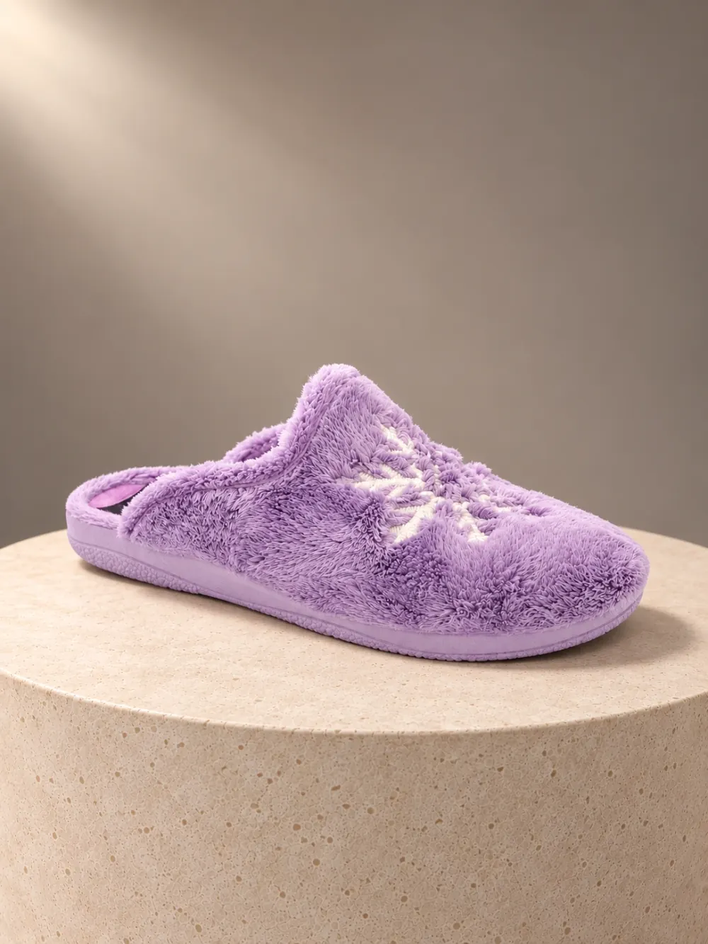 Zapatillas de Casa Mujer Destalonadas Pelo Lila Copos