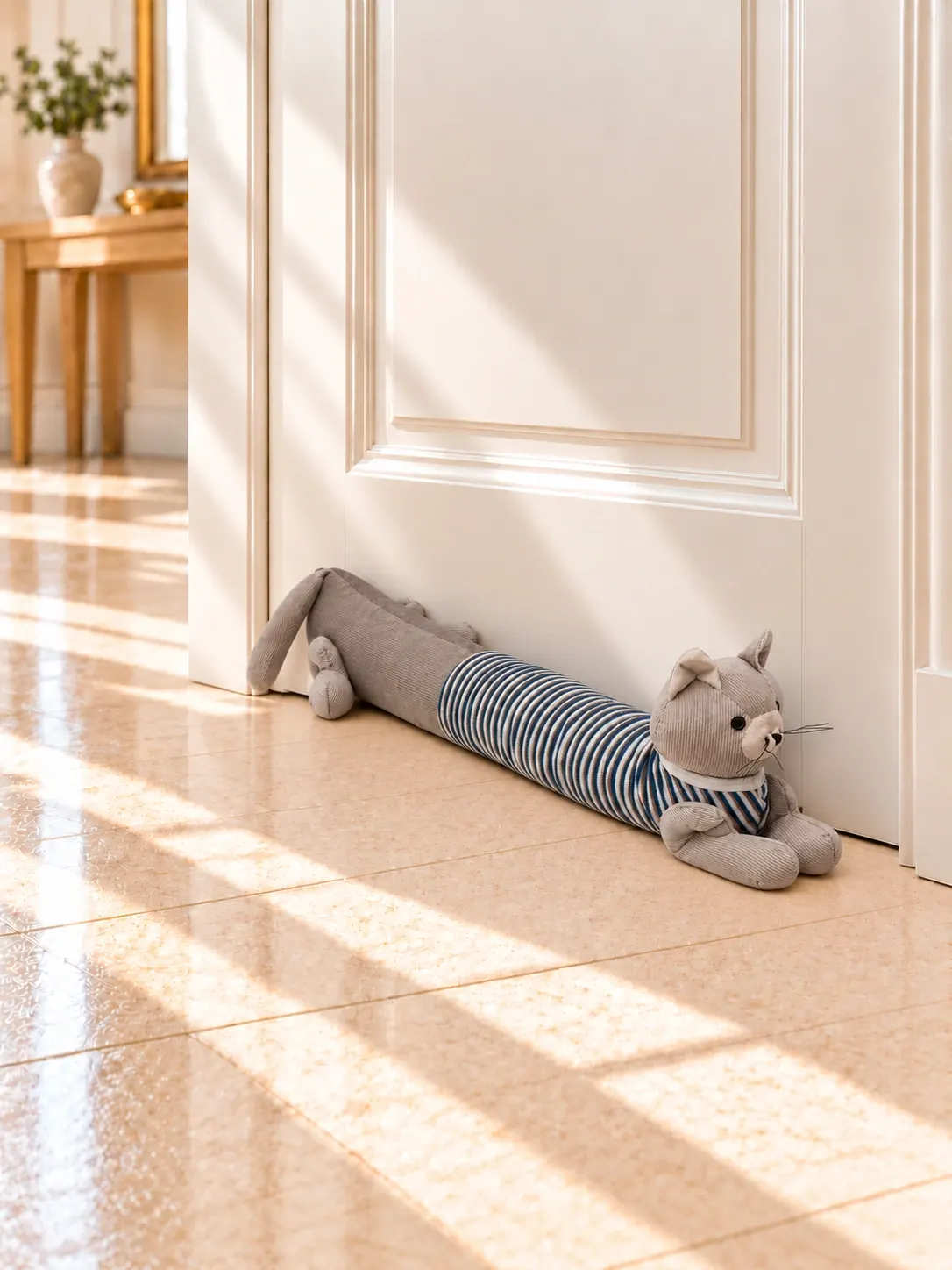 Sujetapuertas Gato con camisa de rayas — 73 cm