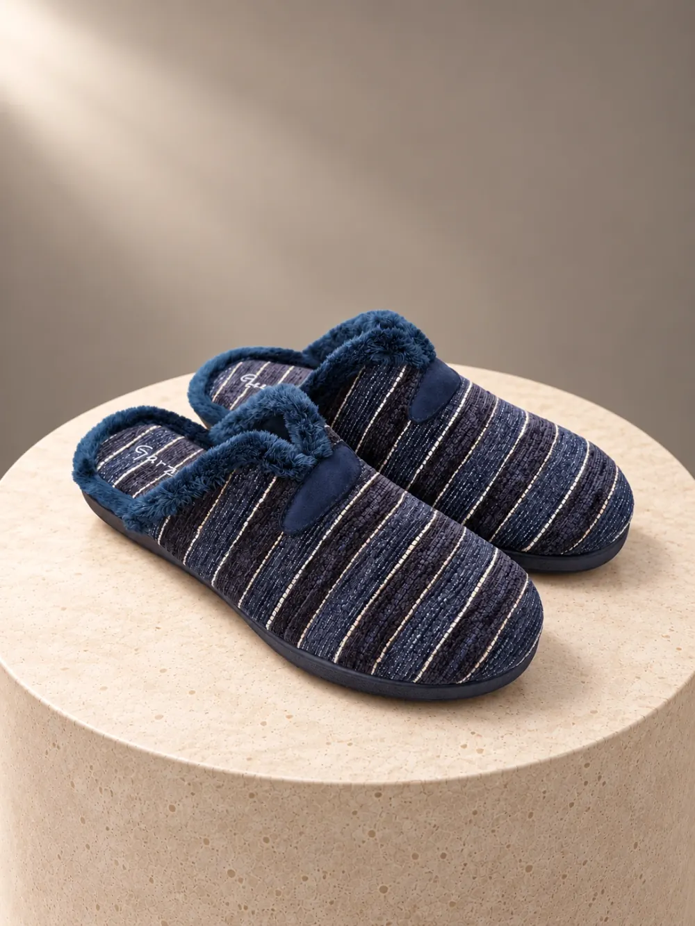 Zapatillas de Casa Mujer Destalonadas Rayas Marino