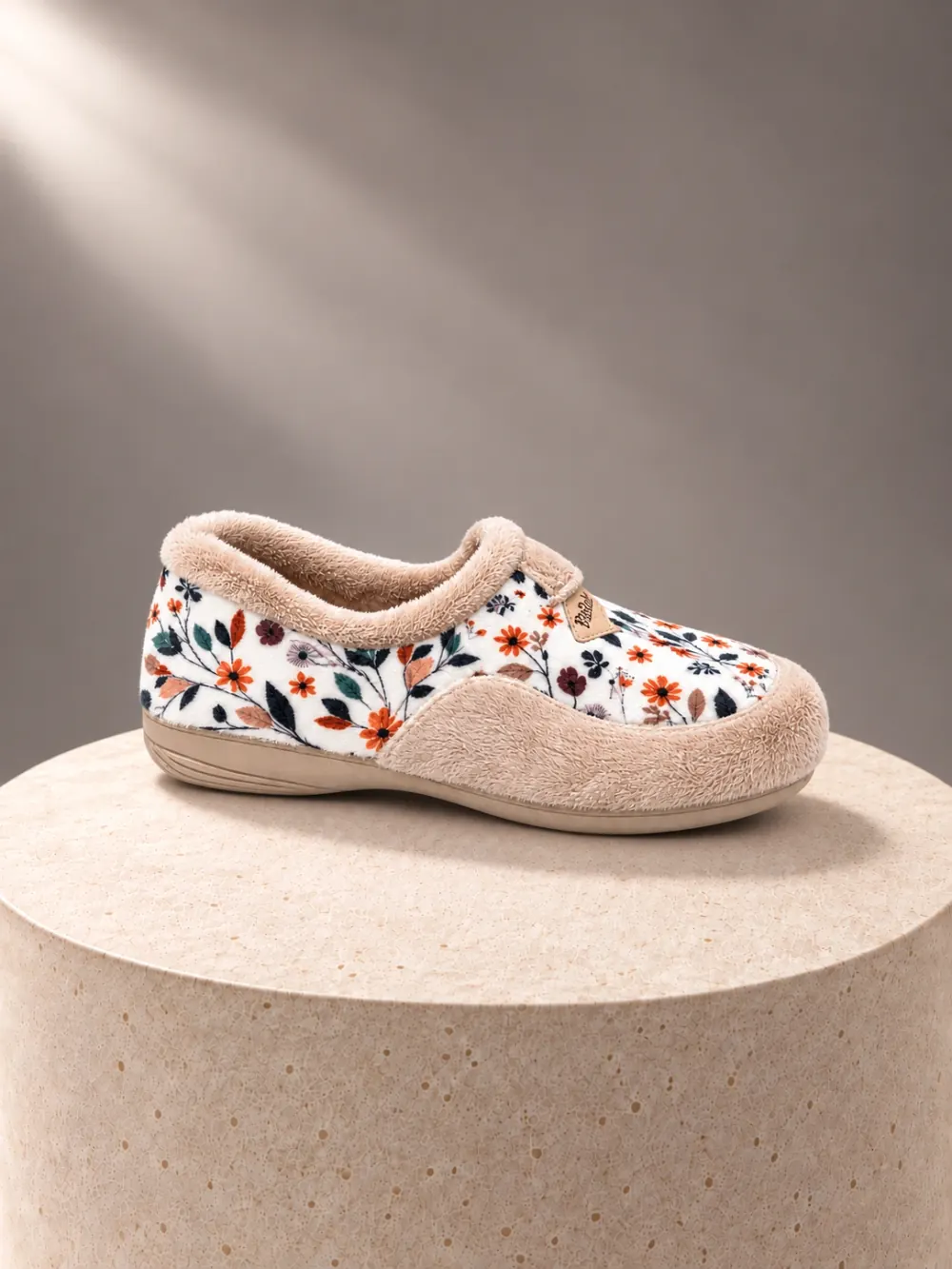 Zapatillas de Casa Mujer Cerradas Floral Beige