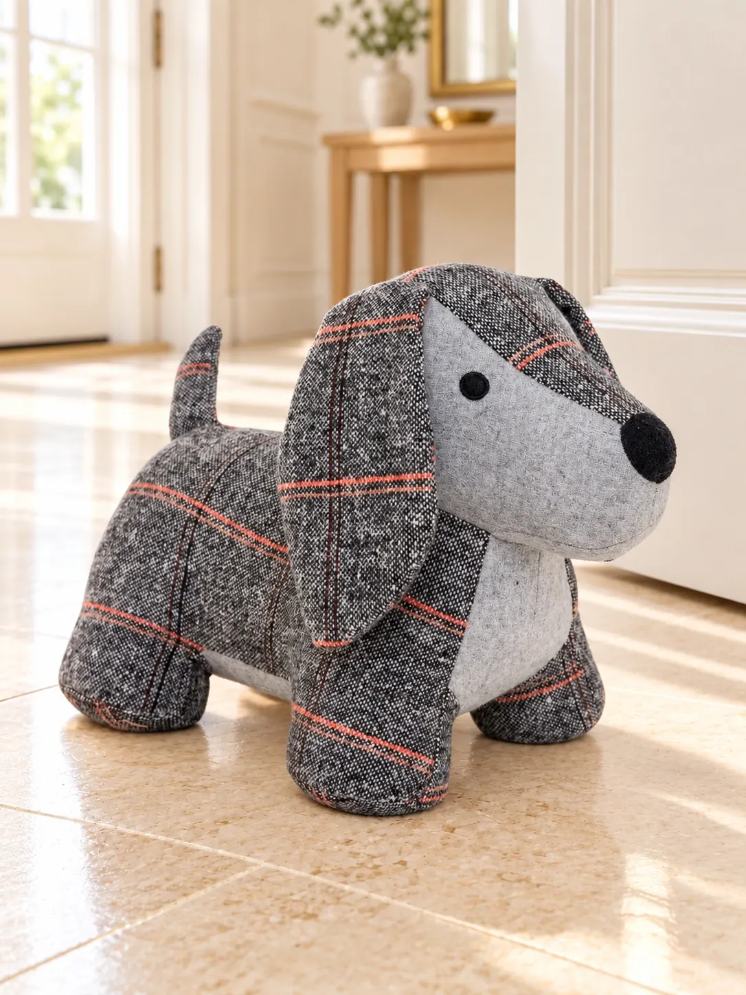 Sujetapuertas Perrito de cuadros.