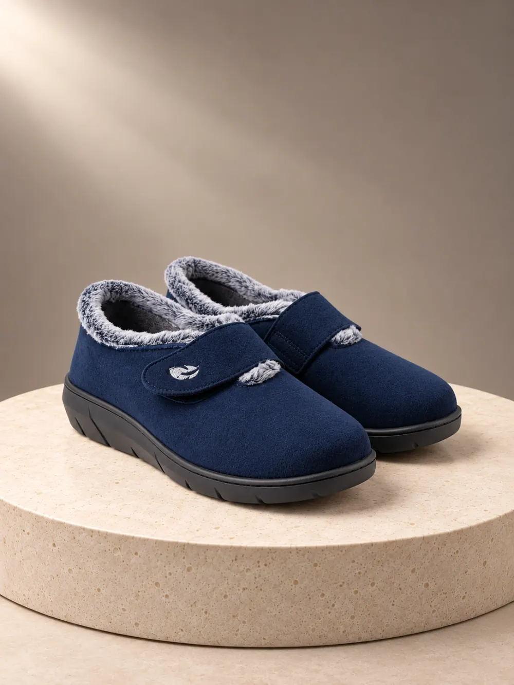 Zapatillas de Casa Mujer Cerradas Velcro Azul Marino
