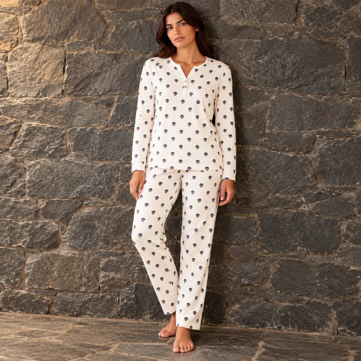 Pijama Polar Elástico Estampado Etnico